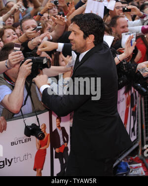 L'acteur britannique Gerard Butler assiste à la première de "La Vérité laide' à vue, de Leicester Square à Londres le 4 août 2009. Rune Hellestad/UPI Banque D'Images