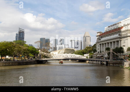 Cavenagh bridge à Singapour Banque D'Images