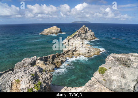 Felsformation auf der Halbinsel Pointe des Châteaux, la Guadeloupe, Frankreich | rock formations à Pointe des Châteaux péninsule, Guadeloupe, France | dans le monde d'utilisation Banque D'Images