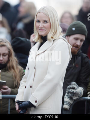 Couronne norvégienne La Princesse Mette Marit- visiter la princesse Ingrid Alexandra Sculpture Park dans le cadre de Catherine, duchesse de Cambridge et le Prince William, duc de Cambridge Royal tour d'Oslo le 1 février 2018. Photo par Rune Hellestad/ UPI Banque D'Images