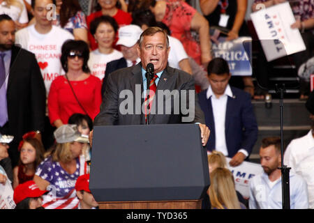 Candidat républicain à 351 participants du congrès adresses Hardy avant un rassemblement avec le Président Donald Trump à la Las Vegas Convention Center à Las Vegas, Nevada le 20 septembre, 2018. Photo de James Atoa/UPI Banque D'Images