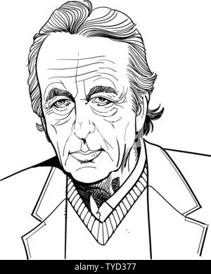 Louis Althusser portrait d'art de la ligne. Pierre Louis Althusser était un philosophe marxiste français. Illustration de Vecteur