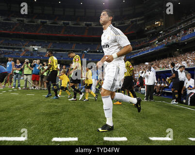 Cristiano Ronaldo avant le match de coupe de la paix entre le Real Madrid et Al Ittihad le 26 juillet 2009 à Madrid, Espagne. (Photo d'UPI/Angel Martinez) Banque D'Images