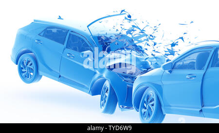 Rendu 3d illustration de deux voitures en collision Banque D'Images