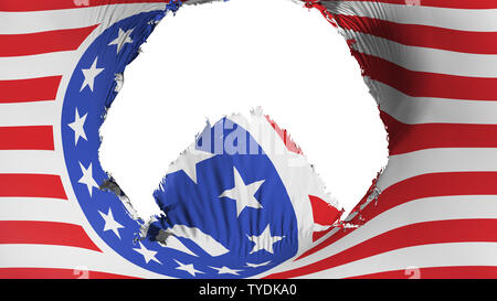 Gros trou dans un drapeau nazi américain Banque D'Images