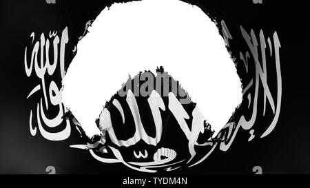 Gros trou noir dans le drapeau du Jihad Banque D'Images