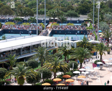 La nouvelle maison de l'Open de Miami est vu du haut du stade au Hard Rock Stadium de Miami Gardens, en Floride, le 21 mars 2019. Photo par Gary JE Rothstein/UPI Banque D'Images