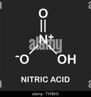 Illustration de la formule de l'acide nitrique sur fond sombre Illustration de Vecteur