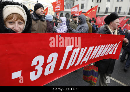 Les partisans de Pavel Grudinin, candidat du Parti communiste russe, rassemblement pour des élections équitables, à Moscou le 10 mars 2018. Grudinin est considéré comme candidat présidentiel principal derrière Vladimir Poutine. Photo par Yuri Gripas/UPI Banque D'Images
