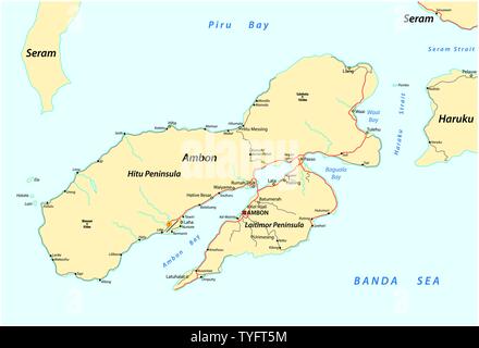 Plan de l'île indonésienne Ambon appartenant à l'Maluks Illustration de Vecteur