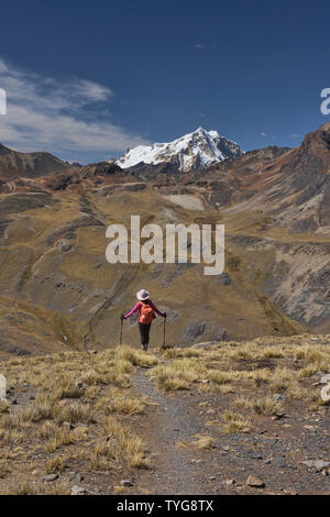 En voyant Huayna Potosi sur la Cordillère Real Traverse, Bolivie Banque D'Images