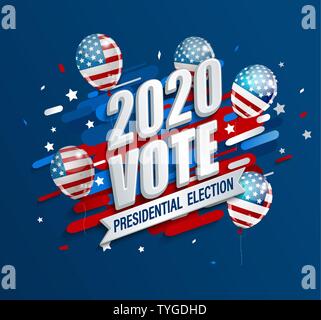 Élection présidentielle USA 2020 bannière dynamique. Affiche pour vote américain. Modèle de conception politique. Super pour flyers, cartes, plackards. D'artifices Illustration de Vecteur