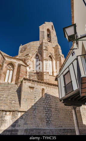 Basilique de Santa Maria la Mayor, 14e siècle, de style gothique, à Morella, Maestrat région, province de Castellón, Communauté de Valencia, Espagne Banque D'Images