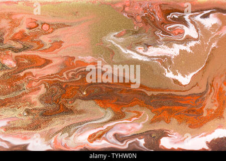 Motif marbrure rose et or. En d'or texture liquide. Banque D'Images