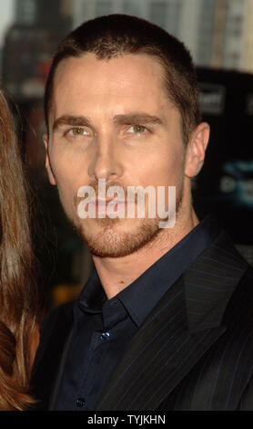 Christian Bale acteur assiste à la première mondiale à New York pour son nouveau film 'The Dark Knight' le 14 juillet 2008. (Photo d'UPI/Ezio Petersen) Banque D'Images