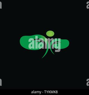 Cerveau humain avec la feuille modèle logo Illustration de Vecteur