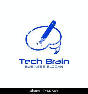 Modèle de conception de logo cerveau ech Illustration de Vecteur