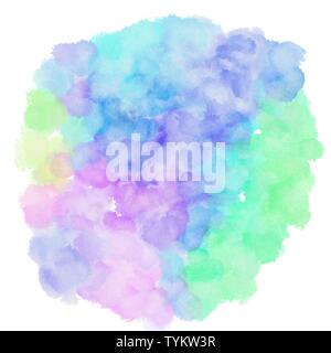 Peinture Aquarelle circulaire. bleu clair, Lavande et violet pastel couleurs. Banque D'Images