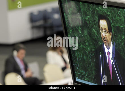 Cheikh Jaber Al Mubarak Al Hamad Al Sabah, Premier Ministre.de l'État du Koweït, traite de l'Organisation des Nations Unies Débat général de la 68e Assemblée Générale des Nations Unies dans le bâtiment des Nations Unies à New York le 25 septembre 2013. UPI/John Angelillo Banque D'Images