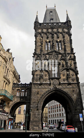 Tour Poudrière gothique, Prague, République Tchèque Banque D'Images