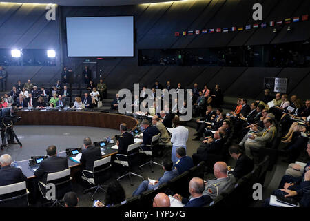 Bruxelles, Belgique. 26 juin 2019. Premier jour de la réunion des ministres de la défense de l'OTAN est tenue au siège de l'OTAN : Crédit ALEXANDROS MICHAILIDIS/Alamy Live News Banque D'Images