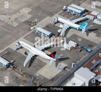 Boeing 737 MAX mis à Boeing Field, Seattle, USA Banque D'Images