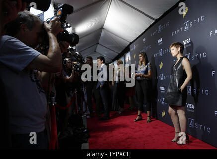 Kate Mara arrive sur le tapis rouge à la première de Fantastic Four à Williamsburg Cinemas à New York le 4 août 2015. Photo de John Angelillo/UPI Banque D'Images