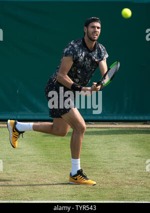 Slough, Royaume-Uni. 26 Juin, 2019. Khachanov Karen de la Russie au cours de l'événement d'exposition 2019 Tennis BOODLES à Stoke Park, Slough, Angleterre le 26 juin 2019. Photo par Andy Rowland. Credit : premier Media Images/Alamy Live News Banque D'Images