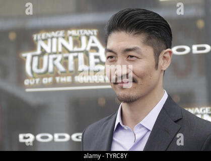 Brian Tee arrive sur le tapis rouge à la Teenage Mutant Ninja Turtles : De l'ombre Première Mondiale au Madison Square Garden le 22 mai 2016 dans la ville de New York. Photo de John Angelillo/UPI Banque D'Images