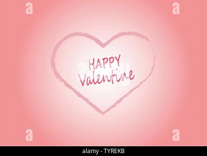 Coeur rose avec texte vectoriel Bonne Saint Valentin. C'est style de trame Illustration de Vecteur