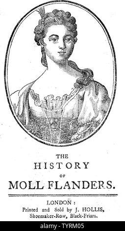 MOLL FLANDERS frontispice de l'édition 1722 originale du roman de Daniel Defoe Banque D'Images