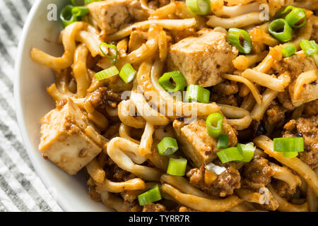 Le Mapo Tofu japonais faits maison les nouilles Udon bol Banque D'Images