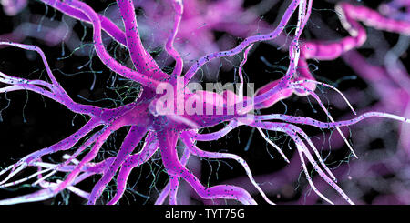 Rendu 3d illustration d'une cellule nerveuse humaine Banque D'Images