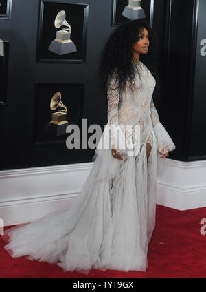 SZA arrive sur le tapis rouge à la 60e cérémonie annuelle de remise des prix Grammy au Madison Square Garden de New York le 28 janvier 2018. Le réseau CBS diffusera l'émission en direct du Madison Square Garden à New York. Ce sera la première fois depuis 2003 que la cérémonie ne sera pas tenu à Los Angeles. Photo par Dennis Van Tine/UPI Banque D'Images