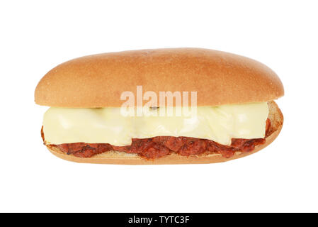 Vue de dessus meatball sub sandwich avec sauce tomate Banque D'Images