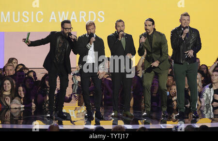 Les Backstreet Boys effectuer au cours de la 35e MTV Video Music Awards au Radio City Music Hall de New York le 20 août 2018. Photo de John Angelillo/UPI Banque D'Images