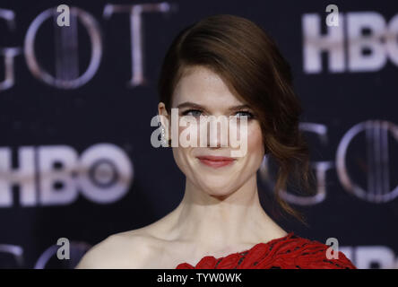 Rose Leslie arrive sur le tapis rouge à la première de la saison 8 'Game of Thrones' au Radio City Music Hall le 3 avril 2019 à New York. Photo de John Angelillo/UPI Banque D'Images