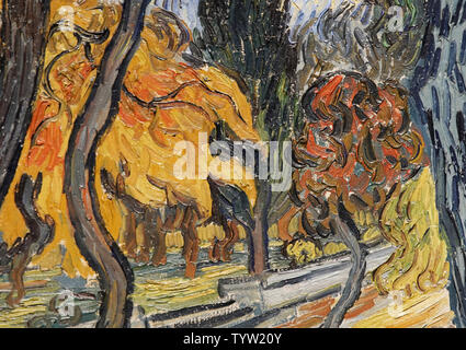 Arbres dans le jardin de l'asile, huile sur toile, 1889 par Vincent van Gogh est sur l'affichage à Christie's 20e siècle semaine appuyez sur aperçu de ses principales séries d'enchères mai sur Mai 03, 2019 à New York. Photo de John Angelillo/UPI Banque D'Images