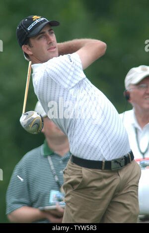 Geoff Ogilvy d'Australie hits un pilote à partir de la 17e t sur le U.S. Open, au Oakmont Country Club à Oakmont, Pennsylvanie le 14 juin 2007. Geoff Ogilvy a terminé la première partie sur l'un sur l'alinéa (UPI/Photo Archie Charpentier) Banque D'Images