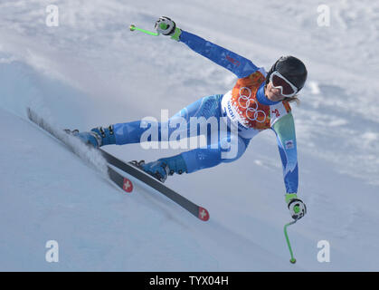 Tina Maze La Slovénie participe à la Ladies' Super combiné à l'Jeux olympiques d'hiver de 2014 à Sotchi le 10 février 2014, la Russie à Krasnaya Polyana. UPI/Kevin Dietsch Banque D'Images