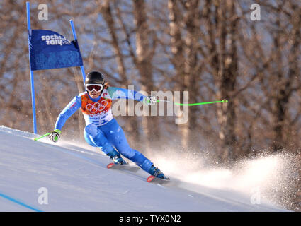 Tina Maze La Slovénie participe à la Ladies' descente à l'Jeux olympiques d'hiver de 2014 à Sotchi le 12 février 2014, la Russie à Krasnaya Polyana. UPI/Kevin Dietsch Banque D'Images