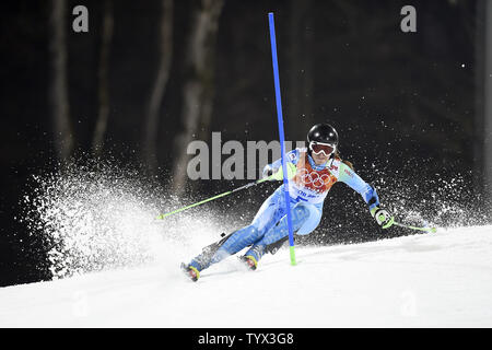 Tina Maze La Slovénie participe à la Ladies' slalom aux Jeux Olympiques d'hiver de 2014 à Sotchi le 21 février 2014, la Russie à Krasnaya Polyana. UPI/Kevin Dietsch Banque D'Images