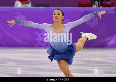 Nicole Schott de l'Allemagne participe à l'Unique Dames Programme court de patinage pendant les Jeux Olympiques d'hiver de Pyeongchang 2018, à l'Ice Arena à Gangneung Gangneung, Corée du Sud, le 21 février 2018. Photo de Richard Ellis/UPI Banque D'Images