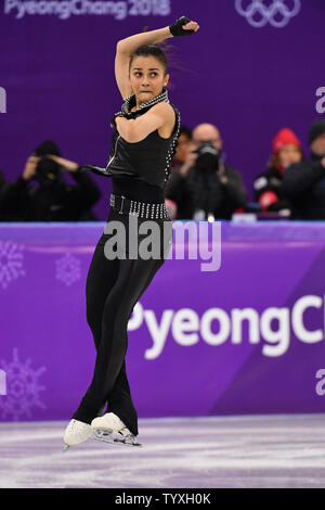 Ivett Toth de la Hongrie participe à la simple dames Programme court de patinage pendant les Jeux Olympiques d'hiver de Pyeongchang 2018, à l'Ice Arena à Gangneung Gangneung, Corée du Sud, le 21 février 2018. Photo de Richard Ellis/UPI Banque D'Images