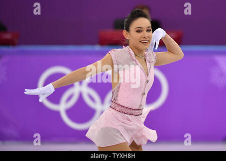 Kailani Craine de l'Australie est en concurrence pour les dames Programme court de patinage artistique unique au cours de l'hiver 2018 de Pyeongchang Jeux Olympiques, à l'Ice Arena à Gangneung Gangneung, Corée du Sud, le 21 février 2018. Photo de Richard Ellis/UPI Banque D'Images