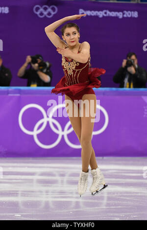 Alexia Paganini de la Suisse pendant les dames Figure Skating patinage libre finale au Jeux Olympiques d'hiver de Pyeongchang 2018, dans la patinoire à Gangneung Gangneung, Corée du Sud, le 23 février 2018. Photo de Richard Ellis/UPI Banque D'Images