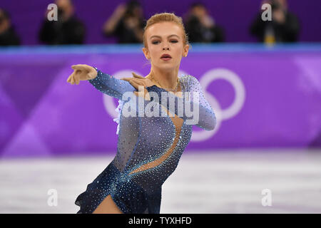 Emmi Peltonen de Finlande en concurrence dans les dames Figure Skating patinage libre finale au Jeux Olympiques d'hiver de Pyeongchang 2018, dans la patinoire à Gangneung Gangneung, Corée du Sud, le 23 février 2018. Photo de Richard Ellis/UPI Banque D'Images