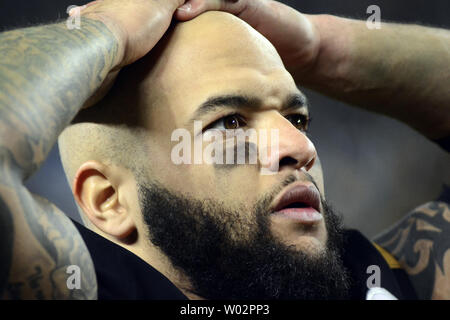 Pittsburgh Steelers fullback Roosevelt Nix-Jones (45) montres à la fin de la suite du jeu des Cleveland Browns 16-13 gagner contre les Bengals de Cincinnati au Heinz Field de Pittsburgh le 30 décembre 2018. Photo par Archie Carpenter/UPI Banque D'Images