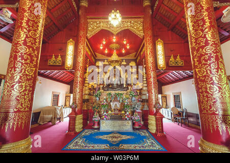 Vue intérieure du Temple du Bouddha de Jade à Chiang Rai, Thaïlande Banque D'Images