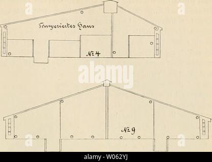 Image d'archive à partir de la page 376 de Die Gartenwelt (1897). Die Gartenwelt diegartenwelt05berl Année : 1897 Querschnitte Lageplanes Gewächshäuser des der Seite 342, en bas. Originalzeichnung für die "Gartenwelt. Sprossenteile wesentlich erleichtert wird. Luftklappen Die sind in den Häusern n° i 2 und nach dem alten Systeme, während die anderen Häuser n°3, 4 bis 9, welche auch festes Dach besitzen, die sogenannte Sattellüftung haben eine, Vorrichtung, welche von mittelst Hebels den ganzen première. lüftet beliebig hoch Diese Methode ist ohne Frage das Vollkommenste, était un Lüftuugseinrichtuugen es g Banque D'Images